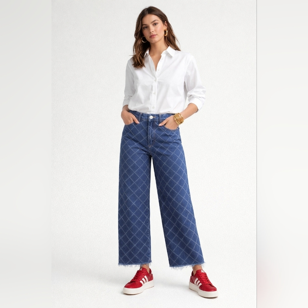 OAT New York High Rise Wide Leg Blue Jeans 2 /26